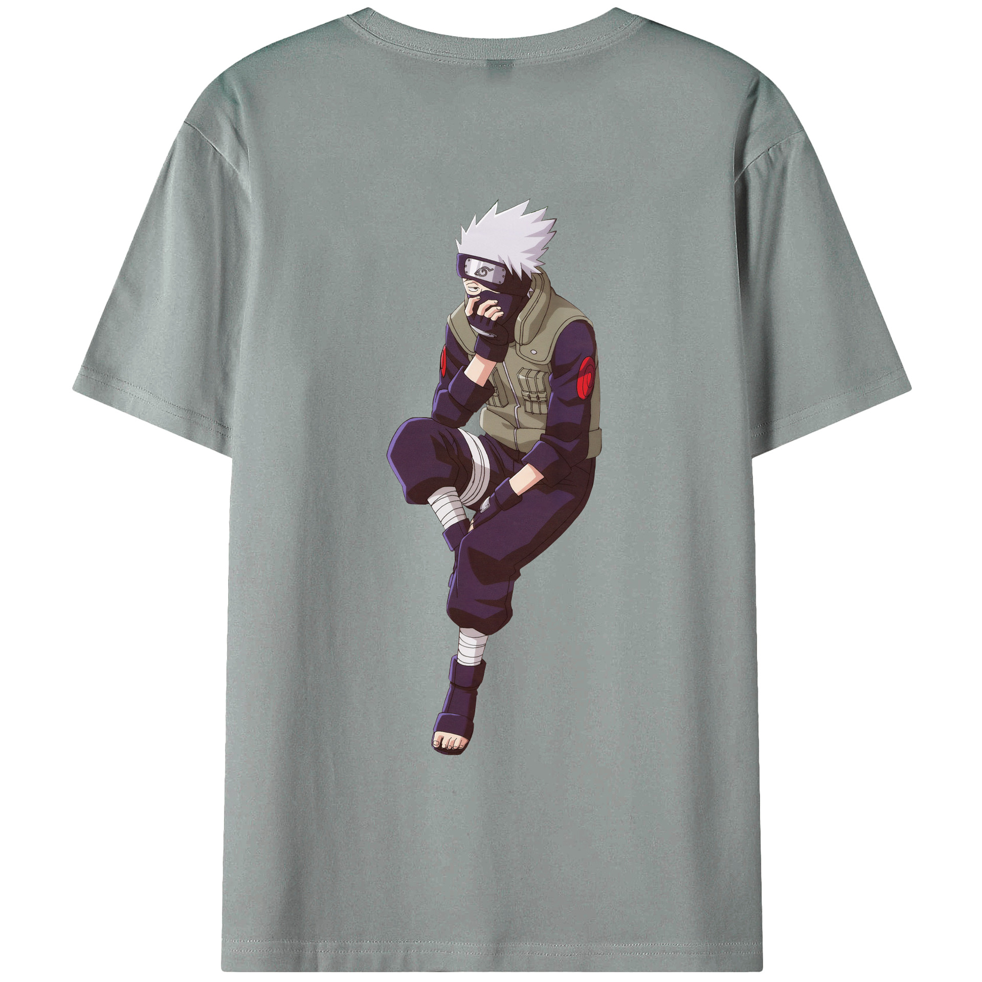 （画像用） NARUTO -ナルト- はたけ カカシ Hatake Kakashi 綿100％ メンズ半袖Tシャツ（バックプリント） 通気性